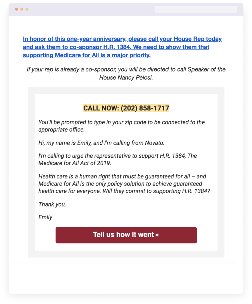 Medicare for All email example
