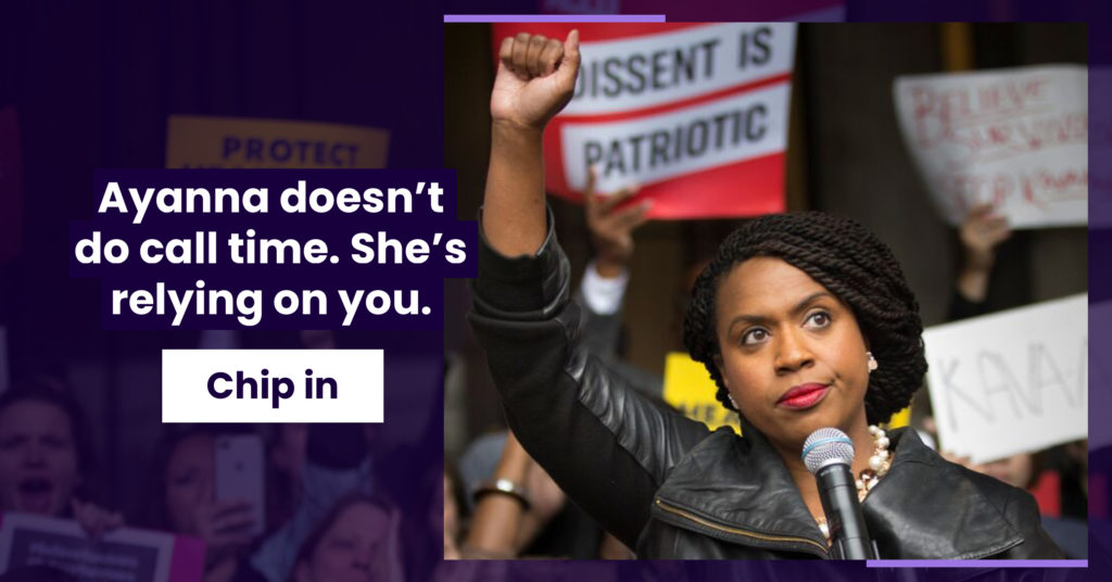 Campaign ad graphic for Ayanna Pressley