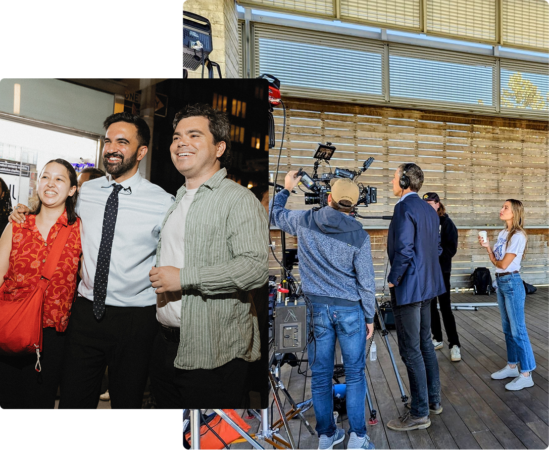 Zohran and friends + Beto on set